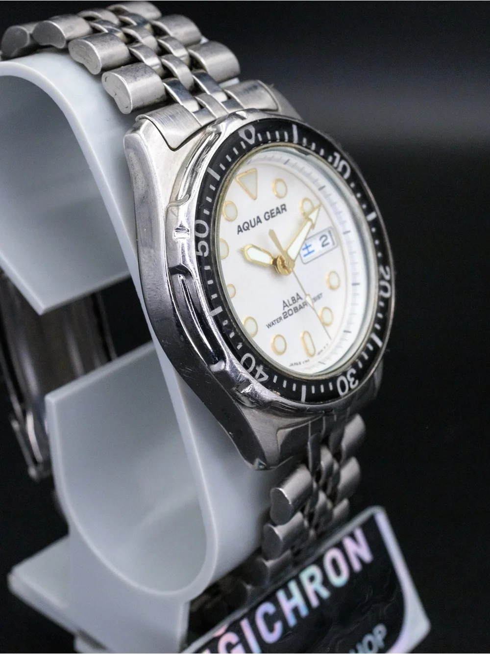 Seiko Alba Rare Aqua Gear V743-6010 Vintage 36mm Day Date JDM Import Dive Watch